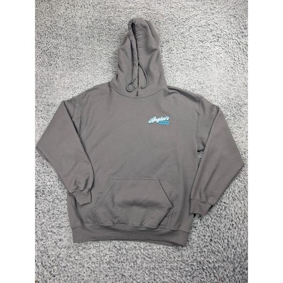 Anglers Beachside Grill Hoodie Men Medium Gray Florida Souvenir Tourist Sweater - Picture 1 of 7